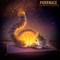 Rule 34 | animal, animal focus, cat, closed mouth, commentary, embers, english commentary, closed eyes, facing viewer, fire, full body, furnace, no humans, original, piper thibodeau, pun, tail raised, watermark, web address