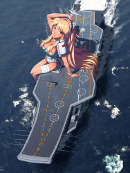 Rule 34 | 1girl, aircraft carrier, bandages, china, ericsakura, face, female focus, flag, giant, giantess, highres, long hair, looking at viewer, mecha musume, military, military vehicle, people&#039;s liberation army, people&#039;s liberation army navy, personification, ship, solo, varyag, warship, watercraft