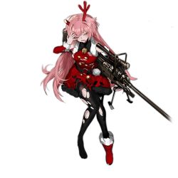 Rule 34 | 1girl, anti-materiel rifle, antlers, bare shoulders, bipod, black pantyhose, blush, buttons, christmas, collared shirt, denel land systems, detached sleeves, dress, full body, fur-trimmed dress, fur-trimmed sleeves, fur trim, girls&#039; frontline, gun, hairband, hands on own head, holding, holding gun, holding weapon, horns, long hair, long sleeves, looking at viewer, nail polish, ntw-20, ntw-20 (girls&#039; frontline), ntw-20 (xmas reindeer) (girls&#039; frontline), official alternate costume, official art, one eye closed, open mouth, pantyhose, personification, pink eyes, pink hair, reindeer antlers, rifle, scope, shirt, shoes, single shoe, sniper rifle, solo, thighband pantyhose, torn clothes, torn dress, torn pantyhose, transparent background, very long hair, weapon