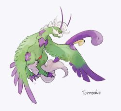 Rule 34 | character name, colored sclera, commentary request, creatures (company), facial hair, full body, game freak, gen 5 pokemon, grey eyes, legendary pokemon, looking down, mustache, nigiri (ngr24), nintendo, no humans, pokemon, pokemon (creature), simple background, solo, tornadus, tornadus (therian), white background, white hair, yellow sclera