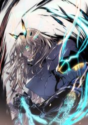Rule 34 | 1girl, absurdres, armor, blonde hair, cent u, chain, barghest (fate), barghest (first ascension) (fate), fate/grand order, fate (series), gauntlets, glowing, glowing eyes, highres, holding, holding chain, huge filesize, long hair, solo