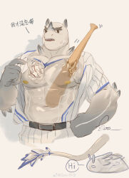 Rule 34 | 1boy, abs, absurdres, bald, bara, bare pectorals, baseball, baseball bat, baseball uniform, blank eyes, collage, cropped legs, fins, fish tail, forked eyebrows, furry, furry male, goo (koushishikou11), highres, large pectorals, male focus, monster boy, muscular, muscular male, nipples, open clothes, open shirt, original, pectorals, rhino (goo), rhino boy, rhino ears, see-through body, short hair, slime boy, sportswear, stomach, sweatdrop, tail, thick eyebrows, translation request