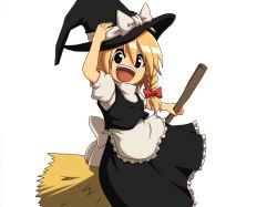 Rule 34 | 1girl, :d, ^ ^, animated, animated png, apron, black dress, blonde hair, bow, braid, broom, brown eyes, closed eyes, dress, hair bow, happy, hat, hat bow, kirisame marisa, long hair, looking at viewer, md5 mismatch, open mouth, puffy short sleeves, puffy sleeves, sash, shirt, short sleeves, simple background, single braid, skirt, skirt set, smile, solo, star (symbol), tottsuman, touhou, ugoira, vest, victory pose, waist apron, white background, witch, witch hat