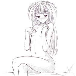 Rule 34 | atomix, bed, blush, monochrome, original, tagme, twintails