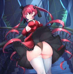Rule 34 | 1girl, absurdres, ass, bare shoulders, black gloves, black panties, breasts, curvy, gloves, gothic lolita, hair ribbon, hat, heterochromia, highres, hololive, houshou marine, huge ass, large breasts, lolita fashion, long hair, looking at viewer, nai (cnoadi8), panties, red eyes, red hair, ribbon, sideboob, solo, thighhighs, thighs, top hat, underwear, very long hair, virtual youtuber, white thighhighs, yellow eyes