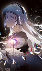Rule 34 | 1girl, absurdres, arknights, black cape, black gloves, butterfly768, cape, capelet, closed mouth, earrings, gloves, grey eyes, grey hair, head wings, highres, irene (arknights), jewelry, lens flare, long hair, looking at viewer, looking to the side, multiple views, pantyhose, reflection, standing, white capelet, white pantyhose, wings