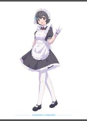 Rule 34 | 1girl, absurdres, alternate costume, apron, black dress, black footwear, black hair, blush, bow, bowtie, collared dress, dress, enmaided, flower, frilled apron, frilled dress, frills, fuliowo, gloves, grey eyes, hair between eyes, hair flower, hair ornament, highres, kaban (kemono friends), kemono friends, looking at viewer, maid, maid apron, maid headdress, mary janes, open mouth, pantyhose, puffy short sleeves, puffy sleeves, red bow, red bowtie, shoes, short hair, short sleeves, sidelocks, smile, solo, white apron, white gloves, white pantyhose