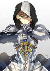 Rule 34 | 1boy, arthur pendragon (fate), blonde hair, excalibur (fate/stay night), fate/grand order, fate/prototype, fate (series), glowing, highres, hood, looking at viewer, male focus, short hair, solo, sword, weapon