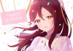 Rule 34 | 1girl, absurdres, artist name, artist request, blush, braid, breasts, brown eyes, collarbone, crown braid, dress, female focus, floating hair, frilled sleeves, frills, hair between eyes, hair ribbon, half updo, highres, jewelry, long hair, looking at viewer, love live!, love live! school idol festival, love live! sunshine!!, necklace, parted lips, pearl necklace, pianoforte monologue, pianoforte monologue (love live!), pink dress, pink ribbon, plaid, plaid dress, pleated, pleated dress, polka dot, pure phrase, pure phrase (love live!), red hair, ribbon, sakurauchi riko, short sleeves, small breasts, smile, solo, upper body, white background, yellow eyes, yuki hare1130, yuki hare (yuki hare1130)