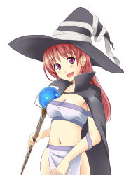 Rule 34 | 1girl, blush, breasts, hat, long hair, looking at viewer, open mouth, original, purple eyes, purple hair, regdic, simple background, smile, solo, white background, witch hat