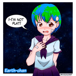 Rule 34 | 1girl, bandaid, blush, brown eyes, commentary, earth-chan, english text, hair ornament, hairpin, hand on own chest, highres, multicolored hair, original, personification, school uniform, short hair, solo, space, star (sky), star (symbol), starry background, twitter username, wavy mouth
