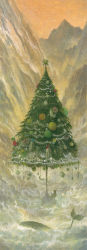Rule 34 | christmas, christmas stocking, christmas tree, ebine toshio, moon, original, ornament, scenery, star (symbol), whale