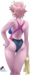 Rule 34 | 10s, 1girl, ashido mina, ass, back, boku no hero academia, competition swimsuit, curvy, highres, hip focus, minakami (flyingman555), mineta minoru, one-piece swimsuit, pink hair, swimsuit, thick thighs, thighs, wide hips