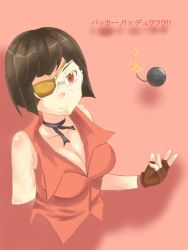 Rule 34 | 00s, 1girl, 4 degrees celsius (yondo), baccano!, bad id, bad pixiv id, bare shoulders, black hair, bomb, breasts, choker, cleavage, cosplay, crossover, durarara!!, explosive, eyepatch, female focus, fingerless gloves, glasses, gloves, large breasts, nice holystone, nice holystone (cosplay), red eyes, short hair, solo, sonohara anri