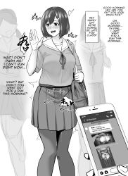 Rule 34 | 1boy, 3girls, aftersex, cellphone, cellphone photo, clothes lift, condom, condom belt, english text, fake phone screenshot, fake screenshot, female pervert, highres, holding, holding phone, japanese text, monochrome, multiple girls, netorare, original, pervert, phone, photo (object), photo comparison, reverse cowgirl position, school uniform, sevengar, sex, sex from behind, short hair, skirt, skirt lift, smartphone, solo focus, straddling, text messaging, used condom
