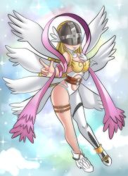 Rule 34 | angel, angel girl, angewomon, belt, digimon, mask, wings