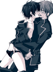 Rule 34 | 00s, 2boys, anal, anal fingering, ass, black hair, blush, brown hair, censored, closed eyes, code geass, cum, fingering, french kiss, handjob, kiss, kururugi suzaku, lelouch vi britannia, long sleeves, lowres, male focus, male penetrated, male underwear, monochrome, multiple boys, multiple penises, penis, penises touching, simple background, tongue, underwear, undressing, white background, yaoi