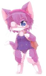 Rule 34 | 1girl, artist request, blue eyes, cat, cat busters, eyepatch, furry, furry female, kirahoshi (cat busters), purple hair, solo, swimsuit