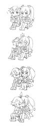 Rule 34 | 10s, 2girls, ^^^, blush, bow, bowtie, comic, d-pad, eating, female focus, food, full-face blush, full body, greyscale, hair ornament, highres, hood, hoodie, jacket, kiss, long hair, long sleeves, monochrome, multiple girls, neptune (neptunia), neptune (series), noire (neptunia), o o, pudding, short hair, short sleeves, simple background, spoon, thighhighs, track jacket, twintails, white background, yuri, zettai ryouiki