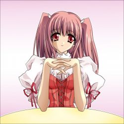 Rule 34 | airi (quilt), carnelian, dress, pink hair, quilt, red eyes, smile, twintails
