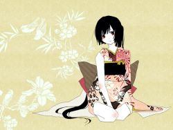 Rule 34 | black hair, japanese clothes, kimono, long hair, nagone mako, ponytail, pug (pixiv), utau