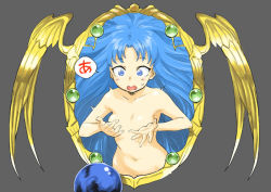 Rule 34 | ancient ys vanished, armpits, blue eyes, blue hair, breasts, censored, convenient censoring, falcom, feena (ys), midriff, navel, nude, oksm2019, small breasts, ys