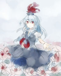 Rule 34 | 1girl, bad id, bad pixiv id, female focus, flower, hat, kamishirasawa keine, no nose, outstretched hand, solo, touhou, weast