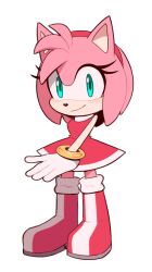 Rule 34 | 1girl, amy rose, animal ears, animal nose, aqua eyes, bare shoulders, boots, bracelet, breasts, closed mouth, commentary, dress, english commentary, eyelashes, full body, furry, furry female, gloves, gold bracelet, hairband, hedgehog ears, hedgehog girl, highres, jewelry, looking at viewer, medium breasts, pink fur, red dress, red footwear, red hairband, simple background, sleeveless, sleeveless dress, smile, solo, sonic (series), standing, toonsite, two-tone footwear, white background, white footwear, white gloves