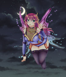 Rule 34 | 10s, bewitching officer lady butterfly, cardfight!! vanguard, grey eyes, horns, long hair, megacolony, moon, pink hair, see-through, thighhighs, wings