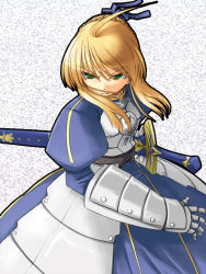 Rule 34 | 00s, 1girl, armor, armored dress, artoria pendragon (fate), blonde hair, dress, excalibur (fate/stay night), fate/stay night, fate (series), jirou (chekoro), puffy sleeves, saber (fate), solo, sword, weapon