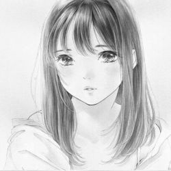 Rule 34 | 1girl, blush, collarbone, copyright request, eyelashes, greyscale, long hair, looking at viewer, monochrome, off shoulder, oiraku, parted lips, portrait, simple background, solo