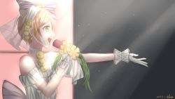 Rule 34 | 1girl, absurdres, artist name, artist request, bare shoulders, cherry blossoms, choker, cowboy shot, dress, earrings, female focus, flower, gloves, green eyes, hair between eyes, hair flower, hair ornament, highres, holding, holding flower, hoshizora rin, jewelry, kainanga ller, looking at viewer, love live!, love live! school idol festival, love live! school idol project, love wing bell, microphone, orange hair, short dress, short hair, sleeveless, sleeveless dress, smile, solo, standing, strapless, strapless dress, thighhighs, white dress, white gloves, yellow eyes, yellow flower, zettai ryouiki