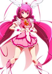 Rule 34 | 10s, 1girl, bike shorts, bike shorts under skirt, bloom, boots, bow, choker, cure happy, dress, earrings, eyelashes, female focus, frown, hair ornament, highres, hoshizora miyuki, jewelry, knee boots, kneehighs, long hair, looking at viewer, magical girl, pink bow, pink dress, pink eyes, pink hair, pink theme, precure, ribbon, serious, shorts, shorts under skirt, simple background, skirt, smile precure!, socks, solo, standing, thighs, tiara, twintails, very long hair, white background, wrist cuffs, zielgigas