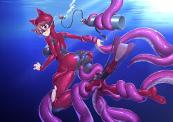 Rule 34 | 1girl, absurdres, air bubble, ass, bodysuit, breasts, bubble, bzs (kage no shinobu), diving hood, diving mask, diving regulator, diving suit, flippers, goggles, highres, imaizumi kagerou, large breasts, oxygen tank, scuba, scuba gear, scuba tank, skin tight, tentacles, tentacles under clothes, touhou, underwater, wetsuit