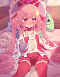Rule 34 | 1girl, blush, hat, highres, long hair, looking at viewer, neneka (princess connect!), pink eyes, pink hair, princess connect!, sw (taco), twintails