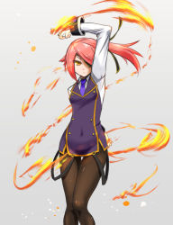 Rule 34 | 1girl, arc system works, artist request, blazblue, breasts, eyepatch, fire, hair over one eye, hair ribbon, konoe a. mercury, long hair, looking at viewer, me (xblaze), orange eyes, pantyhose, pink hair, ribbon, side ponytail, small breasts, solo, xblaze, xblaze lost: memories, aged down
