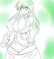 Rule 34 | 1girl, :o, blush, breasts, cleavage, clenched hands, clothes pull, curvy, detached sleeves, dxyuzu, frog hair ornament, gradient background, green theme, hair ornament, hair tubes, kochiya sanae, large breasts, long hair, looking at viewer, monochrome, navel, panties, plump, sketch, skirt, skirt pull, snake hair ornament, solo, thick thighs, thighs, touhou, underwear, undressing, wide hips