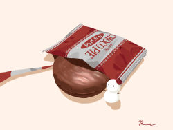 Rule 34 | chocolate, food, food focus, minto (ruma), no humans, original, snowman, still life, white background, wrapper