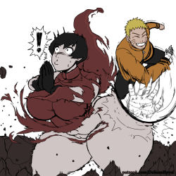 Rule 34 | 1boy, 1girl, absurdres, ass, black gloves, black hair, blonde hair, boruto: naruto next generations, breasts, closed eyes, demonroyal, gloves, highres, huge ass, huge breasts, kurotsuchi (naruto), large breasts, mature female, naruto (series), short hair, spanked, spanking, surprised, tagme, thick thighs, thighs, torn clothes, uzumaki naruto, white background