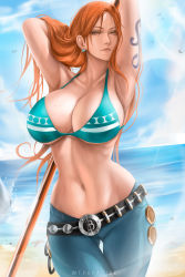 Rule 34 | 1girl, armpits, arms up, breasts, highres, large breasts, nami (one piece), one piece, solo, tagme, wtparadise