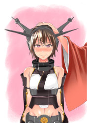 Rule 34 | 10s, 1girl, alternate hair length, alternate hairstyle, attyon, bare shoulders, blush, crying, crying with eyes open, houshou (kancolle), kantai collection, nagato (kancolle), headpat, short hair, tears, aged down