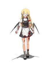 Rule 34 | 1girl, :d, absurdres, apron, arm blade, black footwear, black skirt, black vest, blonde hair, blood, blood on arm, blood on clothes, blood on face, blood on leg, blood splatter, bow, braid, breasts, closed eyes, commentary request, cookie (touhou), cyberpunk (series), full body, hair bow, highres, joints, kirisame marisa, long hair, mantis blades (cyberpunk), mary janes, medium bangs, no headwear, open mouth, prosthesis, prosthetic arm, puffy short sleeves, puffy sleeves, robot joints, round teeth, shadow, shirt, shoes, short sleeves, simple background, single braid, skirt, skirt set, small breasts, smile, socks, solo, standing, suzu (cookie), teeth, touhou, transparent background, traveler hxy, upper teeth only, vest, waist apron, weapon, white apron, white shirt, white socks