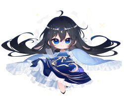 Rule 34 | 1girl, :3, ahoge, artist request, black hair, blue eyes, chibi, china dress, chinese clothes, closed mouth, dress, full body, hair between eyes, indie virtual youtuber, long hair, seol (teacuppity), sleeves past wrists, smile, solo, transparent background, virtual youtuber, wide sleeves