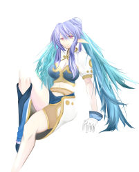 Rule 34 | 00s, 1girl, antenna hair, blue footwear, blue hair, boots, gloves, highres, judith (tales), knee boots, mr chwadee, pointy ears, red eyes, shoes, single shoe, solo, tales of (series), tales of vesperia, white gloves