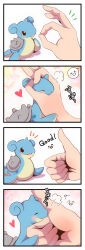 Rule 34 | &gt; &lt;, 1other, 4koma, ^^^, absurdres, ambiguous gender, blush, border, breath, chin on palm challenge, closed eyes, closed mouth, comic, creatures (company), english text, game freak, gen 1 pokemon, happy, heart, highres, hug, lapras, nintendo, ok sign, open mouth, out of frame, pako (pousse-cafe), panels, pokemon, pokemon (creature), simple background, snoot challenge, spoken expression, thumbs up, translated, white background
