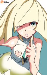 Rule 34 | 10s, 1girl, blonde hair, breasts, creatures (company), cum, cum in mouth, game freak, lips, lusamine (pokemon), nintendo, nippleless clothes, nipples, one eye closed, pokemon, pokemon sm, small breasts, solo, tagme, wink