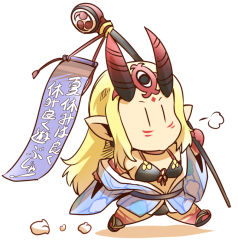 Rule 34 | 1girl, bikini, black bikini, blonde hair, blue kimono, chibi, facial mark, fate/grand order, fate (series), forehead mark, hisahiko, holding, horns, ibaraki douji (fate), ibaraki douji (fate/grand order), ibaraki douji (swimsuit lancer) (fate), ibaraki douji (swimsuit lancer) (first ascension) (fate), japanese clothes, kimono, long hair, long sleeves, off shoulder, oni, oni horns, pointy ears, solo, swimsuit, translation request, very long hair, walking, white background, wide sleeves, | |