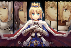 Rule 34 | 10s, 2girls, 3boys, absurdres, armor, armored dress, artoria pendragon (all), artoria pendragon (fate), bedivere (fate), berserker (fate/zero), blonde hair, blue eyes, cape, crown, dress, earrings, excalibur (fate/stay night), fate/apocrypha, fate/extra, fate/grand order, fate/stay night, fate/zero, fate (series), gauntlets, gawain (fate), green eyes, hair ribbon, hands on hilt, highres, hitsuki rei, jewelry, lancelot (fate/grand order), lancelot (fate/zero), long hair, mordred (fate), mordred (fate/apocrypha), mordred (mythology), multiple boys, multiple girls, purple eyes, purple hair, ribbon, saber (fate), silver hair, spoilers, sword, weapon