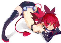 Rule 34 | 1girl, arm rest, ass, bat wings, boots, demon girl, demon tail, demon wings, disgaea, earrings, etna (disgaea), flat chest, flexible, full body, jack-o&#039; challenge, jewelry, meme, mini wings, miyakawa106, pointy ears, red eyes, red hair, short shorts, shorts, simple background, skull earrings, solo, spread legs, stretching, tail, thigh boots, thighhighs, top-down bottom-up, two side up, wide spread legs, wings