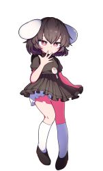 Rule 34 | absurdres, animal ears, bright pupils, closed mouth, floppy ears, full body, hh, highres, inaba tewi, rabbit ears, red eyes, simple background, smile, socks, solo, standing, touhou, white background, white pupils, white socks
